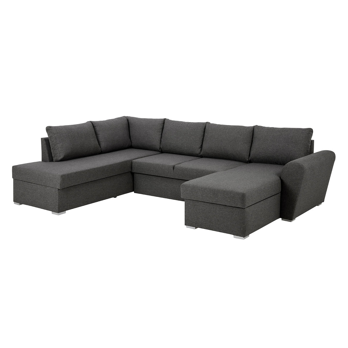 Tromso sovesofa med chaiselong med opbevaring venstrevendt 297 x 85 cm i grå
