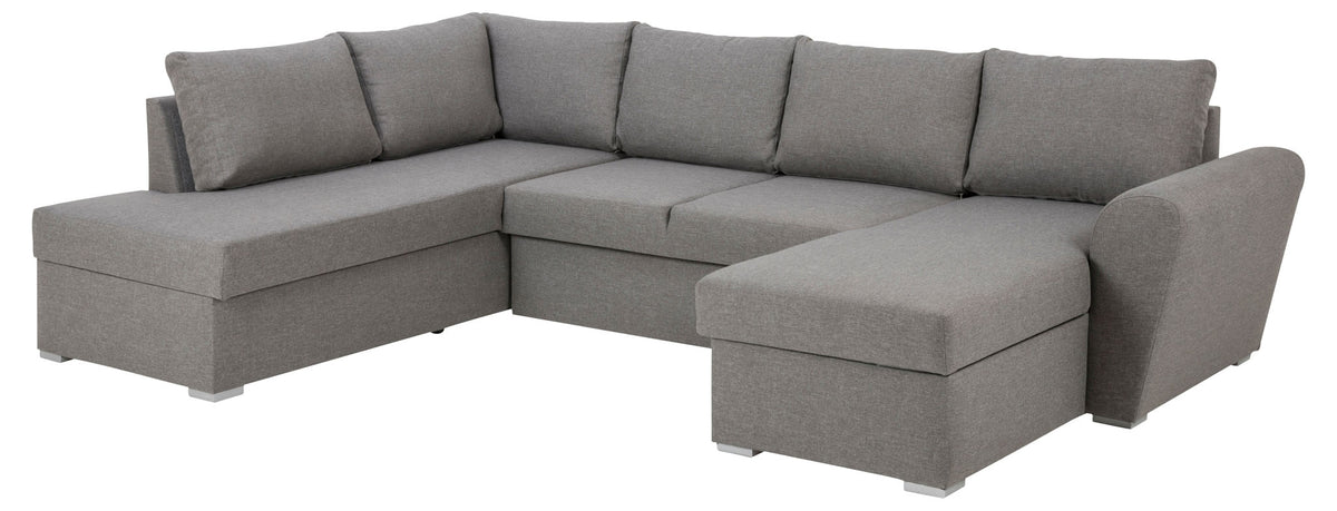 Genoa sovesofa med chaiselong med opbevaring venstrevendt 296 x 85 cm i lysegrå