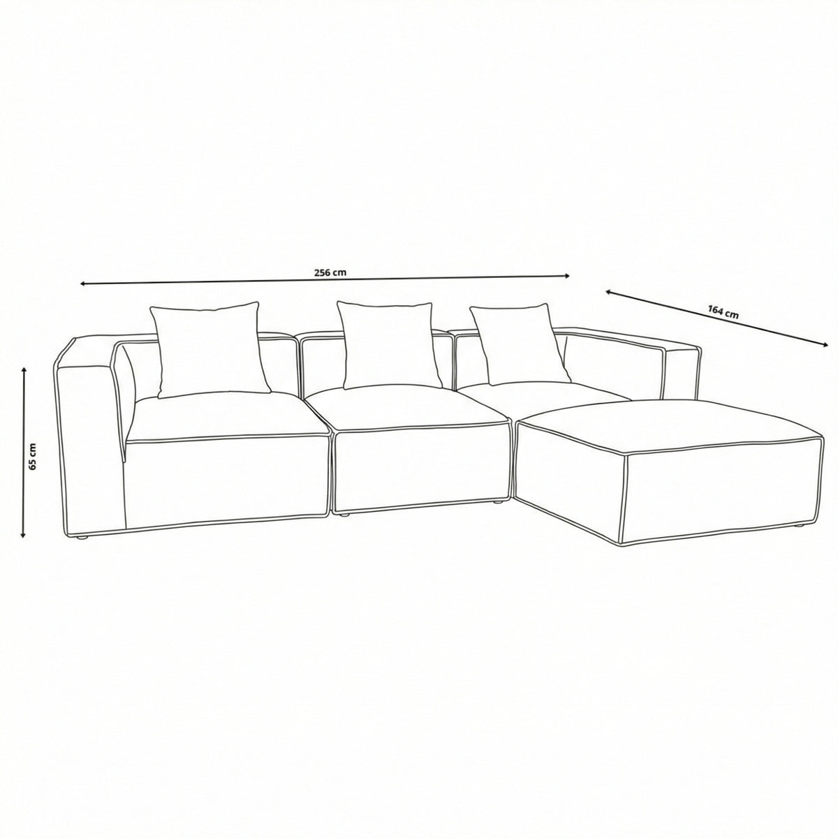 Madrid sofa med chaiselong højrevendt 256 x 65 cm