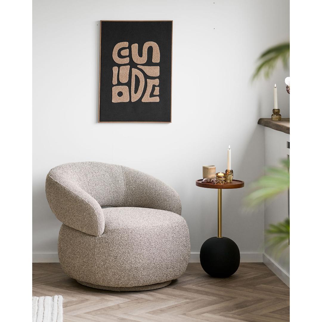 Drejestol Lausanne i sandfarvet, polyester, 83 x 88 x 72 cm