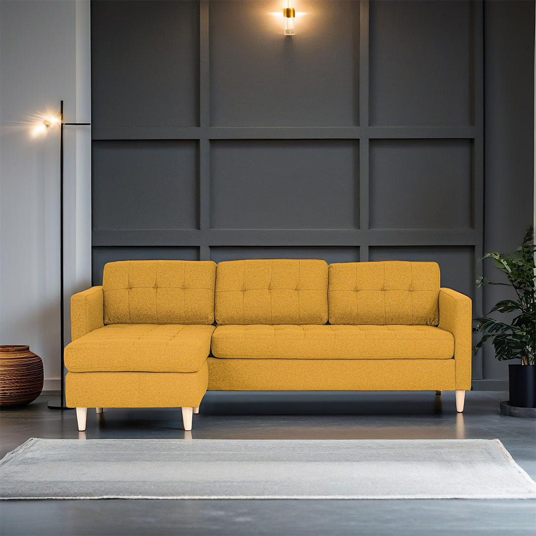 New Orleans L-sofa venstrevendt 219 x 80 cm i karrygul/gul