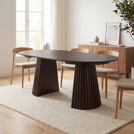 Oslo spisebord 120-200 cm med 2 tillægsplader i røget eg/eg finer