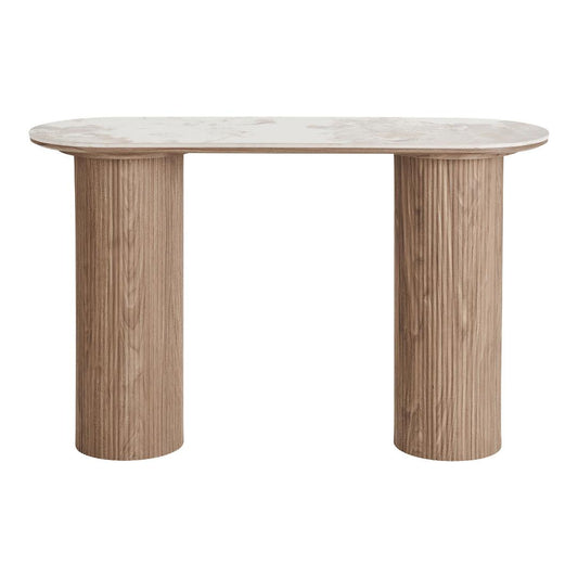Konsolbord Delft i hvid, keramik, MDF, dekorationspapir, træramme, 120 x 40 x 78 cm