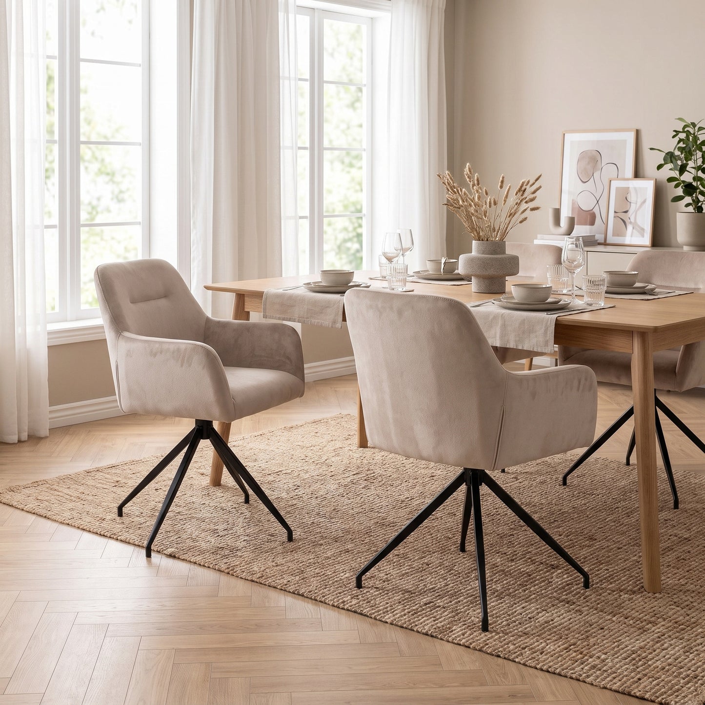 Salzburg spisebordsstol i velour med 360° drejefunktion