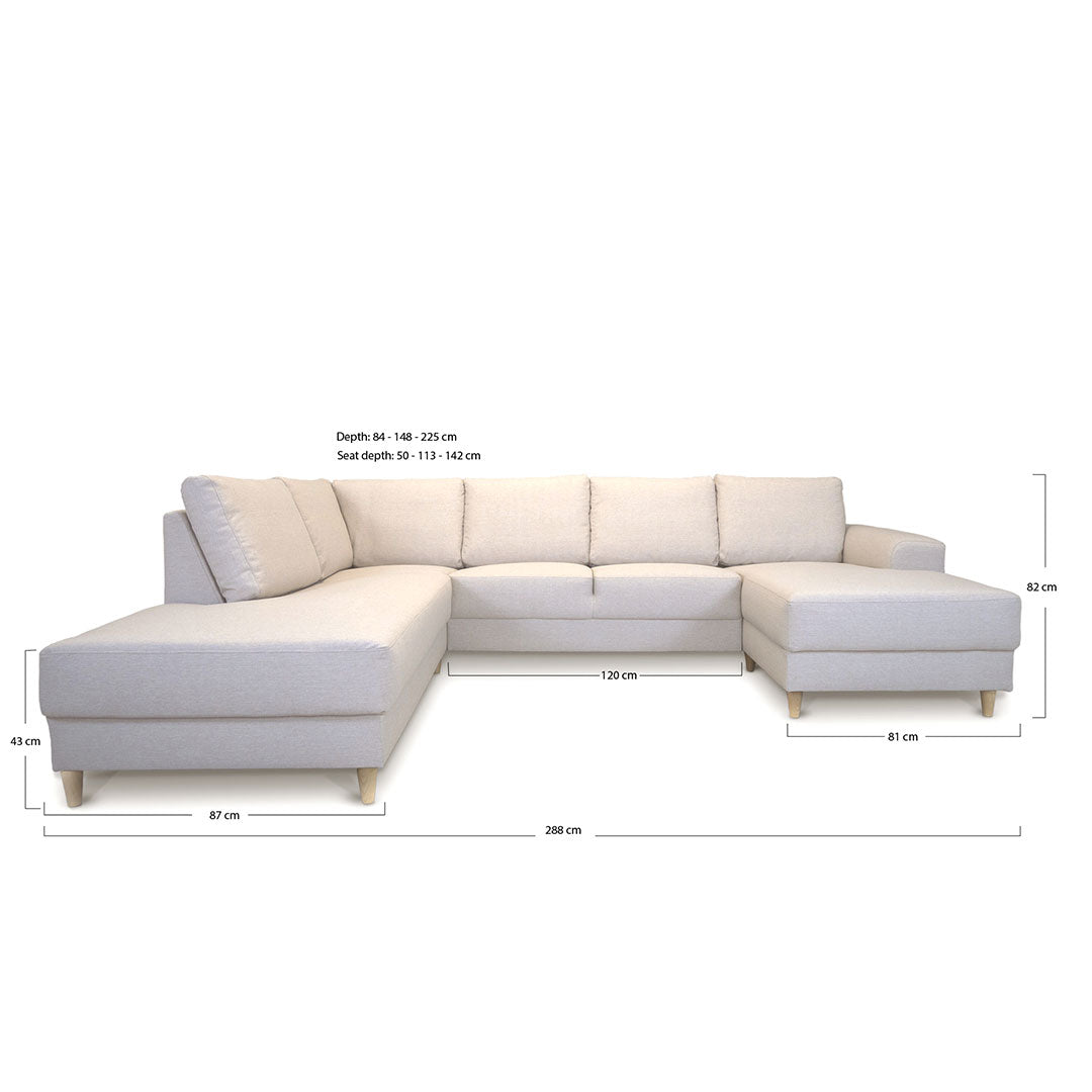 Toronto sofa venstrevendt 288 x 82 cm i cognac
