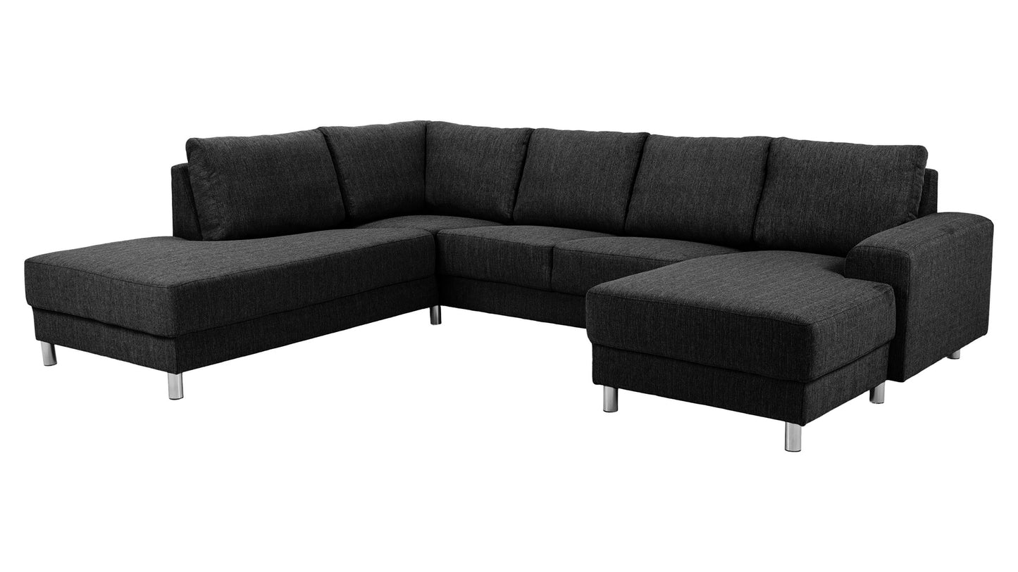 Milano hjørnesofa med chaiselong venstrevendt 287 x 80 cm i antracitgrå