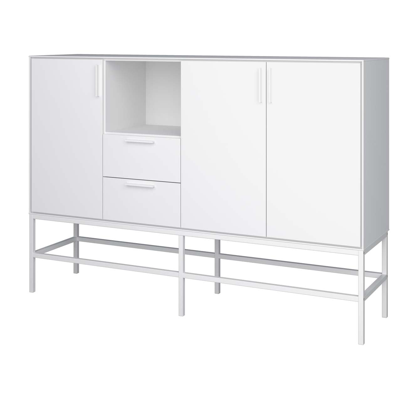 Napoli skænk med 3 låger og 2 skuffer 160 x 111 cm i hvid