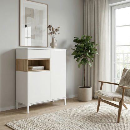 Porto skænk med 2 låger og 1 skuffe og 1 rum 89 x 119 cm i valnød/