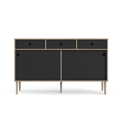 Bruxelles skænk med 3 skuffer og 2 skydelåger 148 x 89 cm i hickory dekor/sort