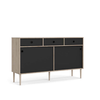 Bruxelles skænk med 3 skuffer og 2 skydelåger 148 x 89 cm i hickory dekor/sort