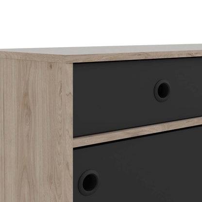 Bruxelles skænk med 3 skuffer og 2 skydelåger 148 x 89 cm i hickory dekor/sort