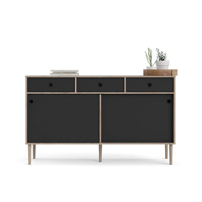 Bruxelles skænk med 3 skuffer og 2 skydelåger 148 x 89 cm i hickory dekor/sort