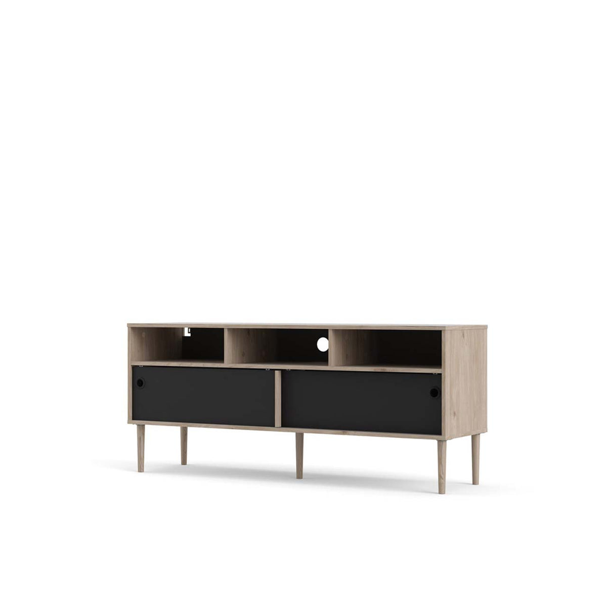 Bruxelles tv-bord med 3 rum og 2 skydelåger 148 x 64 cm