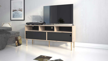 Bruxelles tv-bord med 3 rum og 2 skydelåger 148 x 64 cm