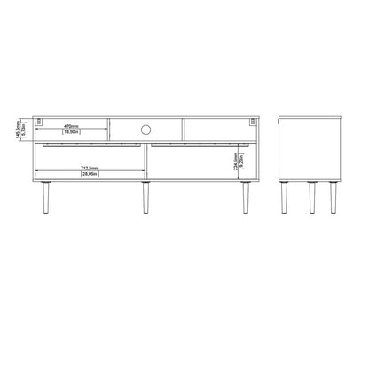 Bruxelles tv-bord med 3 rum og 2 skydelåger 148 x 64 cm