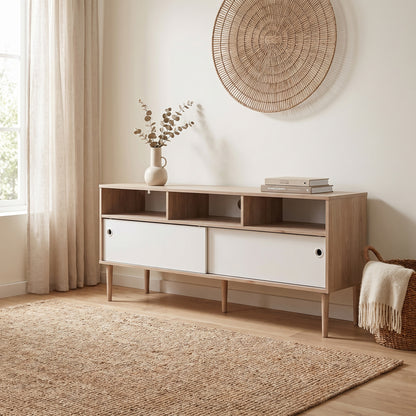 Bruxelles tv-bord med 3 rum og 2 skydelåger 148 x 64 cm