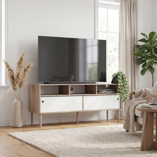 Bruxelles tv-bord med 3 rum og 2 skydelåger 148 x 64 cm