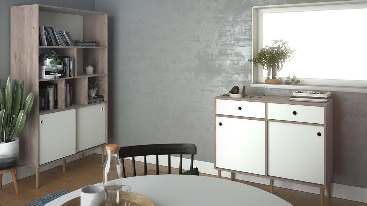 Bruxelles skænk med 2 skuffer og 2 skydelåger 99 x 89 cm