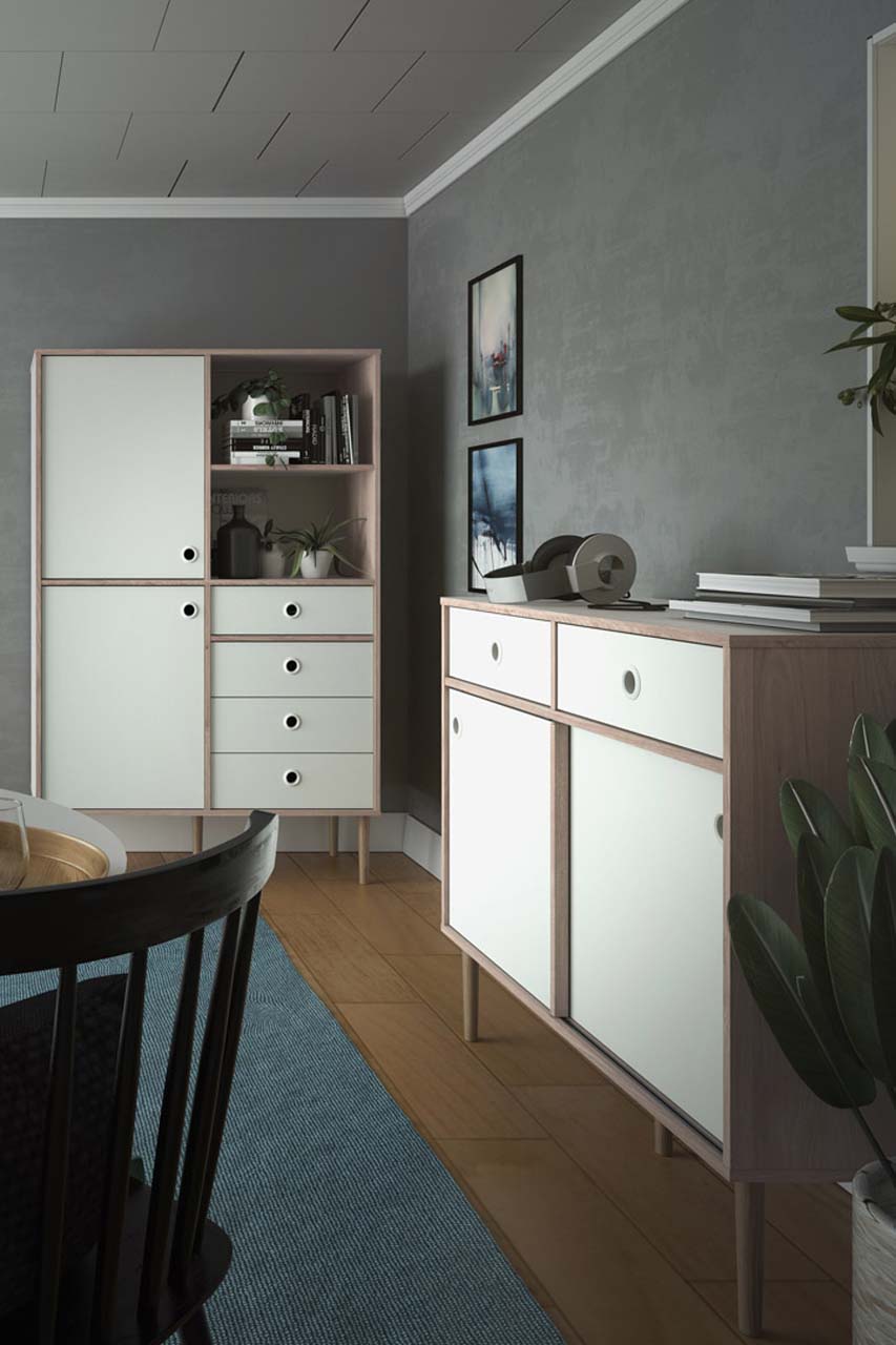 Bruxelles skænk med 2 skuffer og 2 skydelåger 99 x 89 cm
