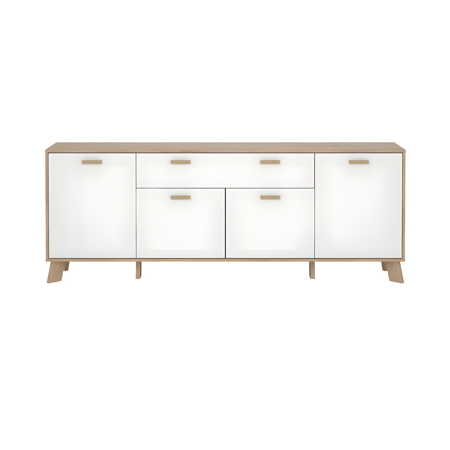 Sideboard Salzburg i egetræsdekor/hvid med 4 låger, 1 skuffe og 3 hylder, 196 x 40 x 73 cm
