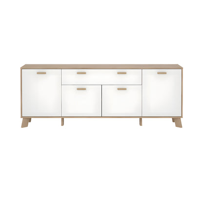 Sideboard Salzburg i egetræsdekor/hvid med 4 låger, 1 skuffe og 3 hylder, 196 x 40 x 73 cm