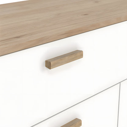 Sideboard Salzburg i egetræsdekor/hvid med 4 låger, 1 skuffe og 3 hylder, 196 x 40 x 73 cm