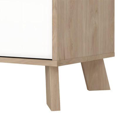 Sideboard Salzburg i egetræsdekor/hvid med 4 låger, 1 skuffe og 3 hylder, 196 x 40 x 73 cm