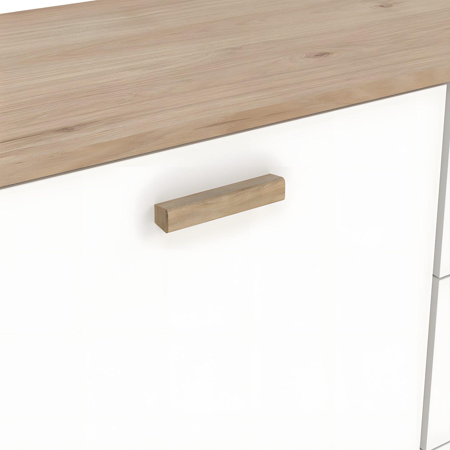 Sideboard Salzburg i egetræsdekor/hvid med 2 låger, 3 skuffer og 2 hylder, 148 x 40 x 73 cm
