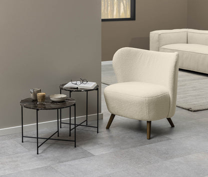 Lænestol Manchester i beige, polyester/bomuld/stof og gummitræ, 76 x 73 x 82 cm