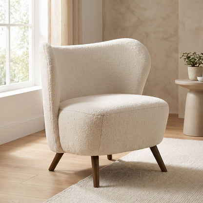 Lænestol Manchester i beige, polyester/bomuld/stof og gummitræ, 76 x 73 x 82 cm