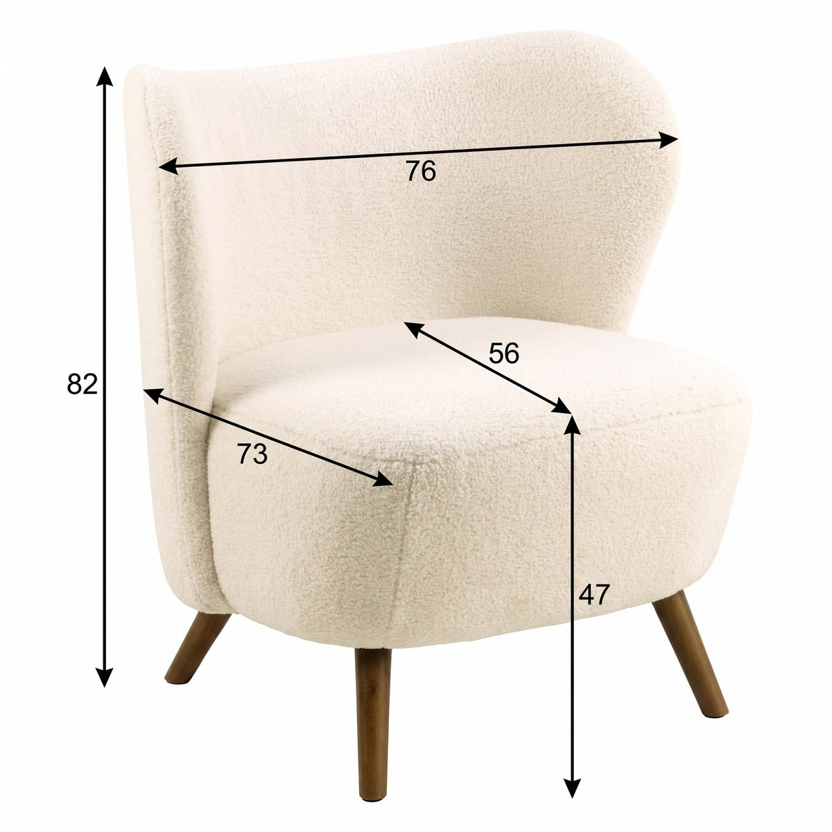 Lænestol Manchester i beige, polyester/bomuld/stof og gummitræ, 76 x 73 x 82 cm