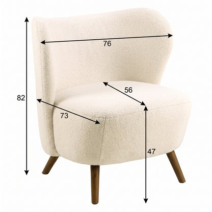Lænestol Manchester i beige, polyester/bomuld/stof og gummitræ, 76 x 73 x 82 cm