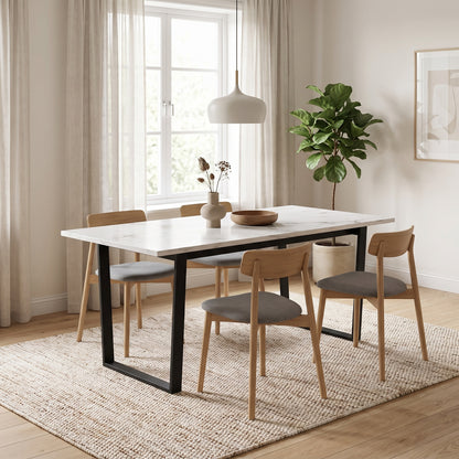 Cannes spisebord 90 x 160 cm i hvid marmorprint