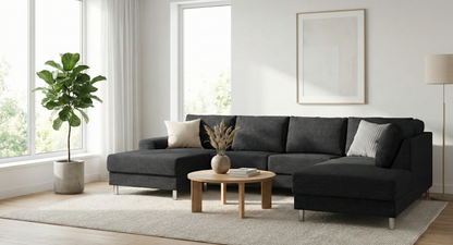 Milano hjørnesofa med chaiselong venstrevendt 287 x 80 cm i antracitgrå