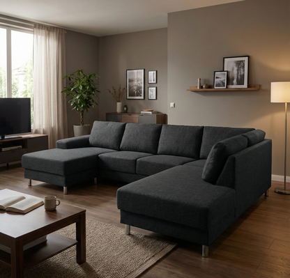 Milano hjørnesofa med chaiselong venstrevendt 287 x 80 cm i antracitgrå