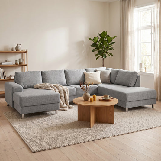 Milano hjørnesofa med chaiselong venstrevendt 287 x 80 cm i lysegrå