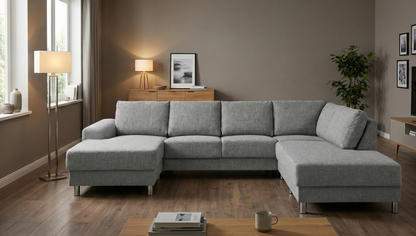 Milano hjørnesofa med chaiselong venstrevendt 287 x 80 cm i lysegrå