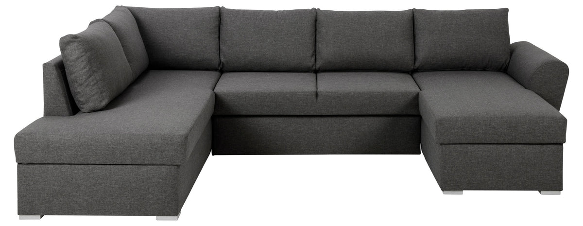 Tromso sovesofa med chaiselong med opbevaring venstrevendt 297 x 85 cm i grå