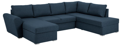 Tromso sovesofa med chaiselong med opbevaring venstrevendt 296 x 85 cm i blå