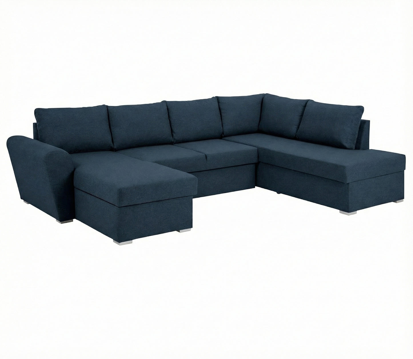 Tromso sovesofa med chaiselong med opbevaring venstrevendt 296 x 85 cm i blå