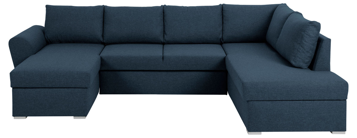 Tromso sovesofa med chaiselong med opbevaring venstrevendt 296 x 85 cm i blå