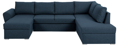 Tromso sovesofa med chaiselong med opbevaring venstrevendt 296 x 85 cm i blå