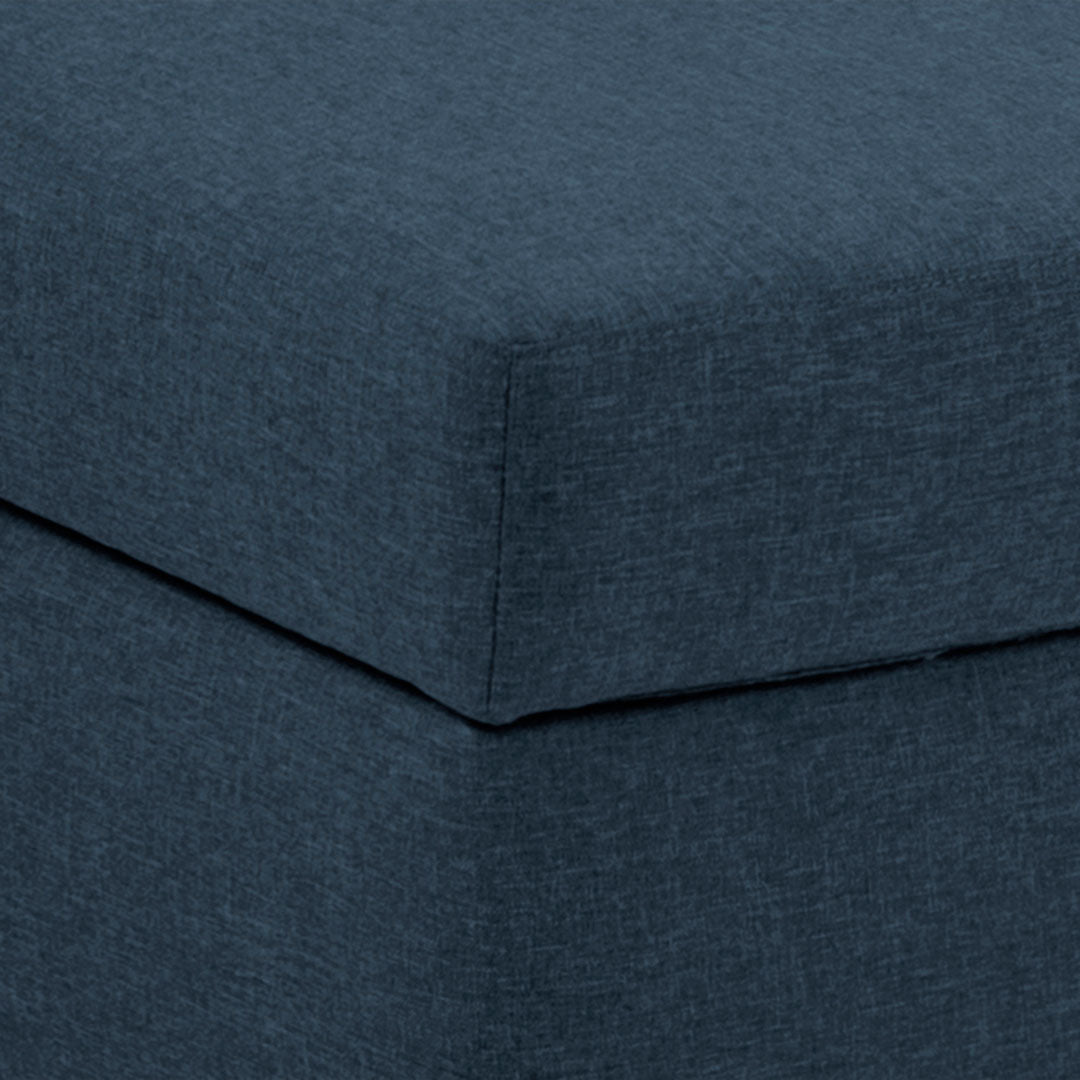 Tromso sovesofa med chaiselong med opbevaring venstrevendt 296 x 85 cm i blå