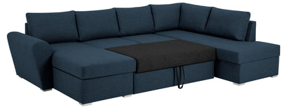 Tromso sovesofa med chaiselong med opbevaring venstrevendt 296 x 85 cm i blå