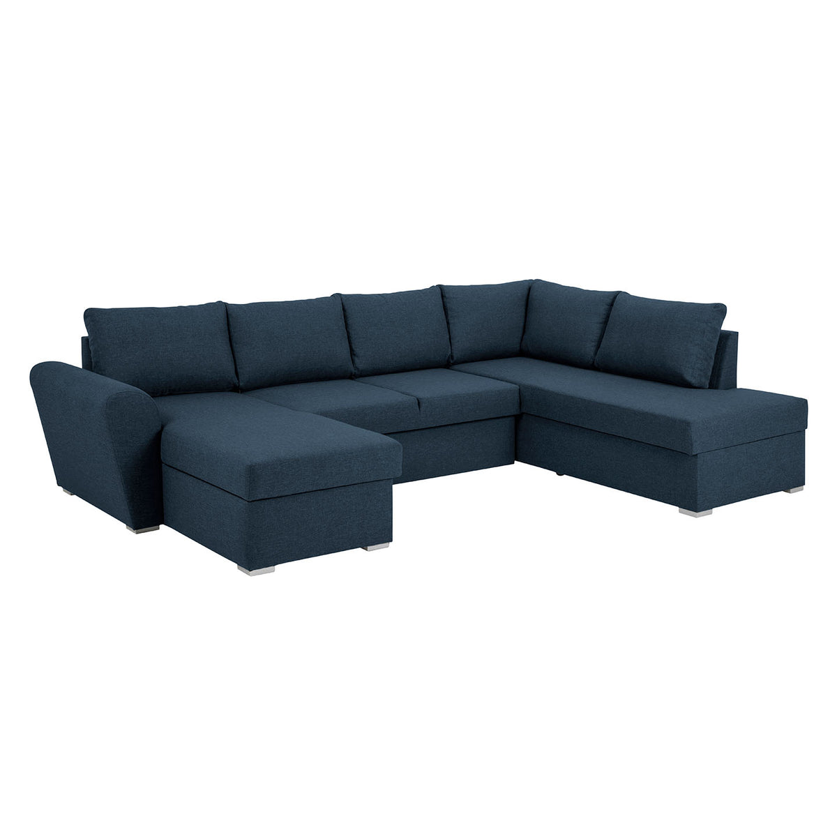 Tromso sovesofa med chaiselong med opbevaring venstrevendt 296 x 85 cm i blå