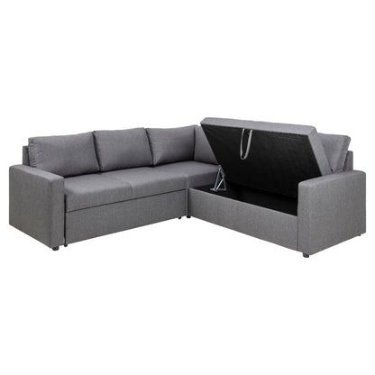 Hjørnesofa Oxford i brun med vendbar opbygning, sovefunktion og opbevaring, 228 x 228 x 85 cm