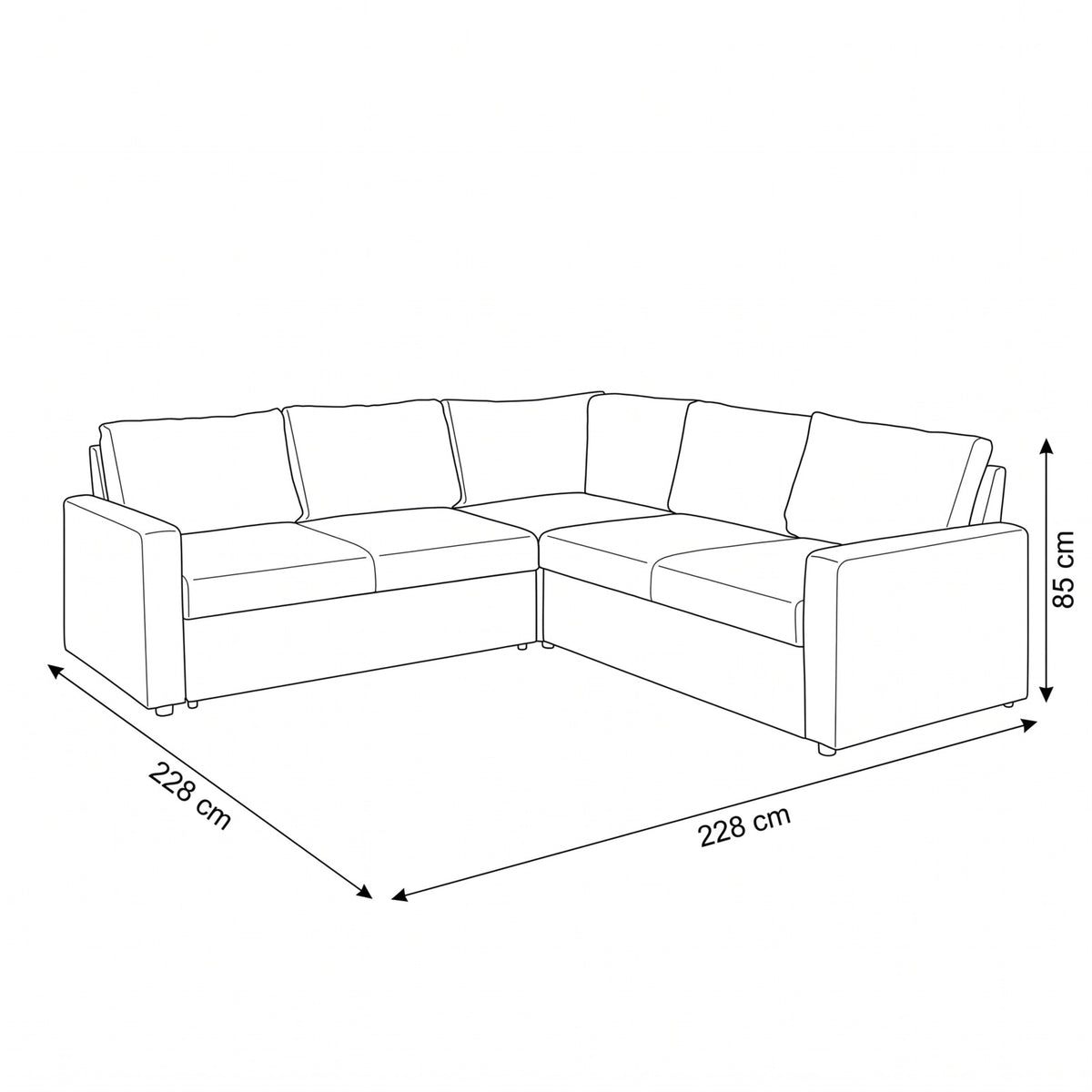 Oxford hjørnesofa med opbevaring og sovefunktion 228 x 85 cm