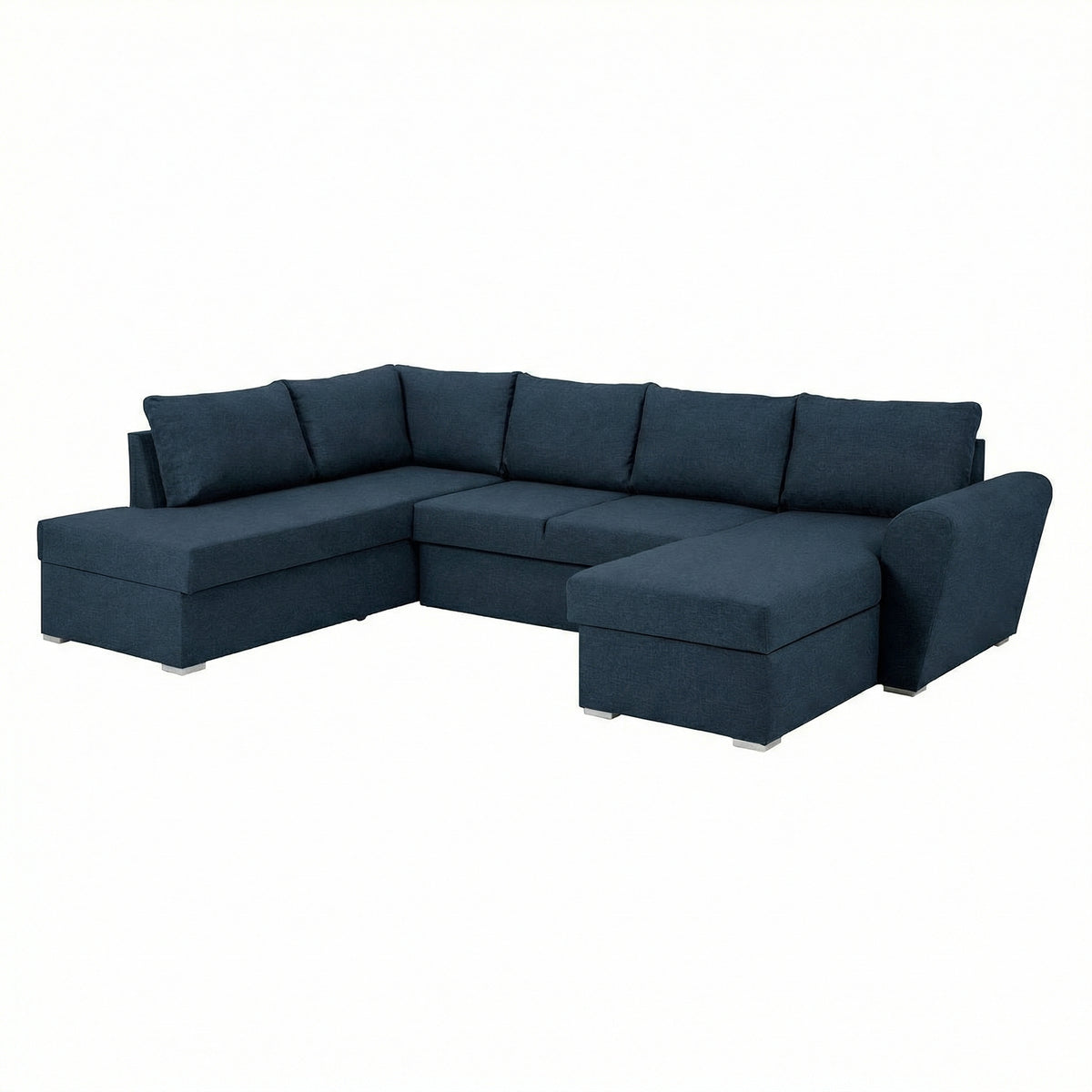 Tromso sovesofa med chaiselong med opbevaring venstrevendt 296 x 85 cm i blå