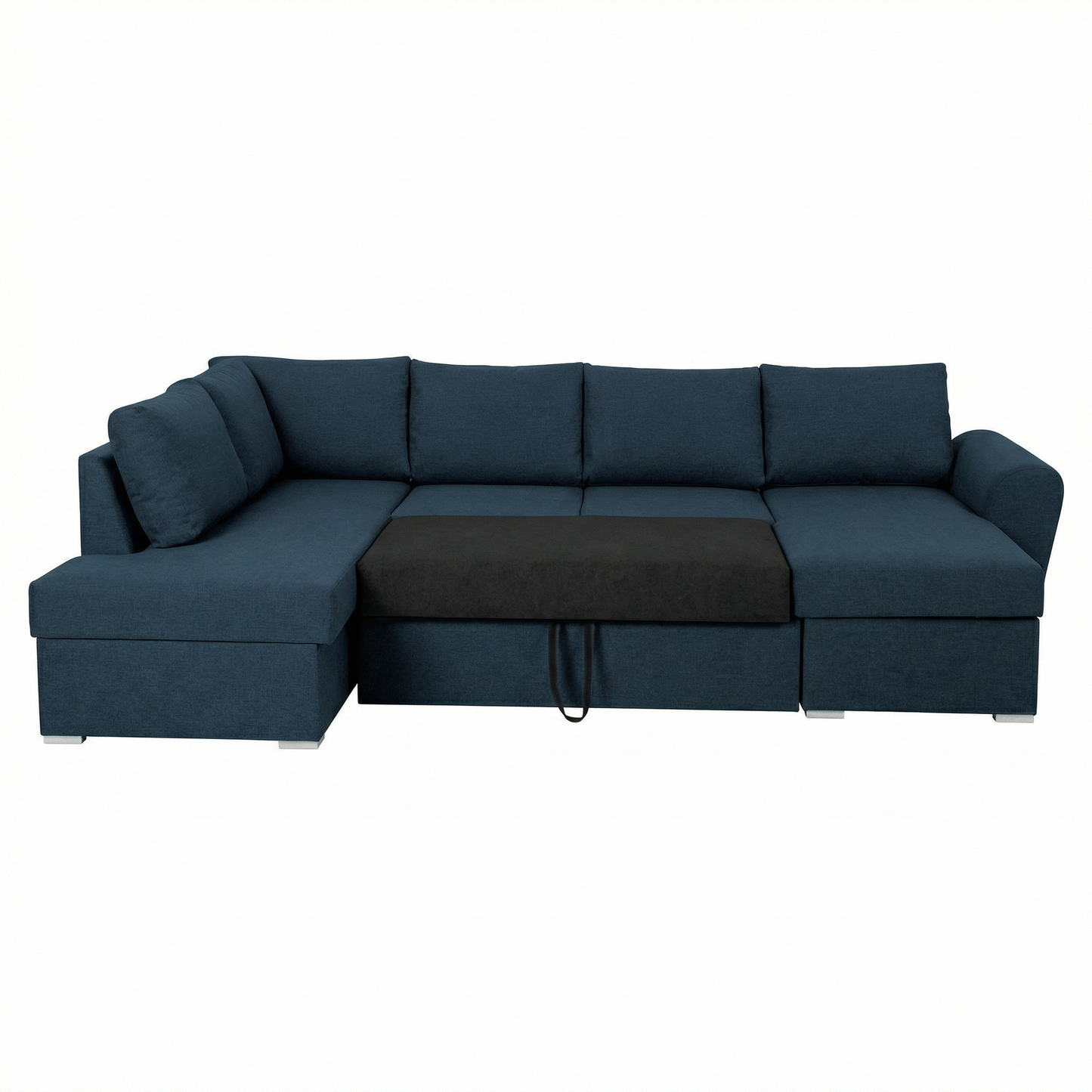 Tromso sovesofa med chaiselong med opbevaring venstrevendt 296 x 85 cm i blå