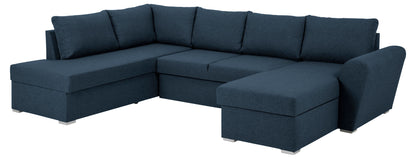 Tromso sovesofa med chaiselong med opbevaring venstrevendt 296 x 85 cm i blå
